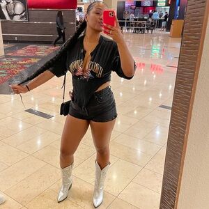 Leather Silver Metallic cowboy boots